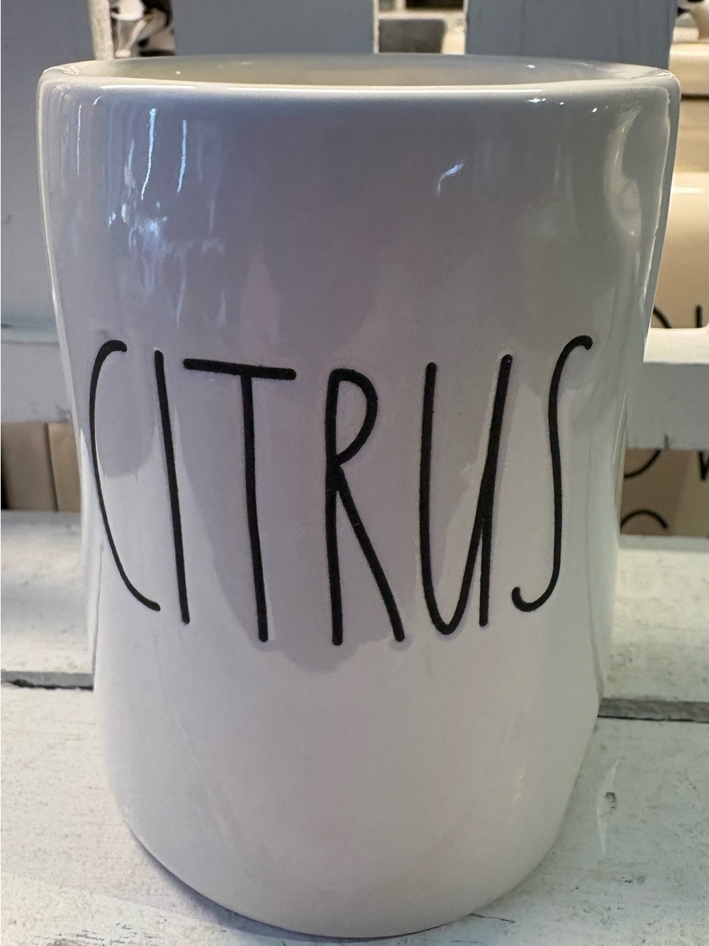 Rae Dunn White Ceramic 'CITRUS' Candle Jar